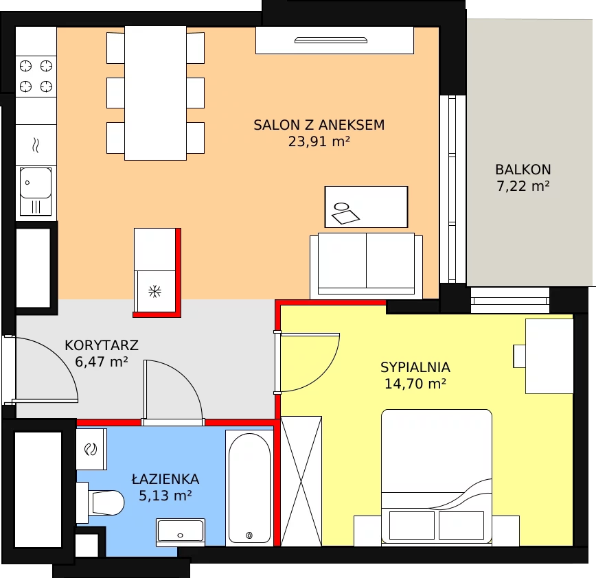 2 pokoje, mieszkanie 50,21 m², piętro 2, oferta nr 30, Apartamenty Talarowa 3, Warszawa, Białołęka, Tarchomin, ul. Talarowa