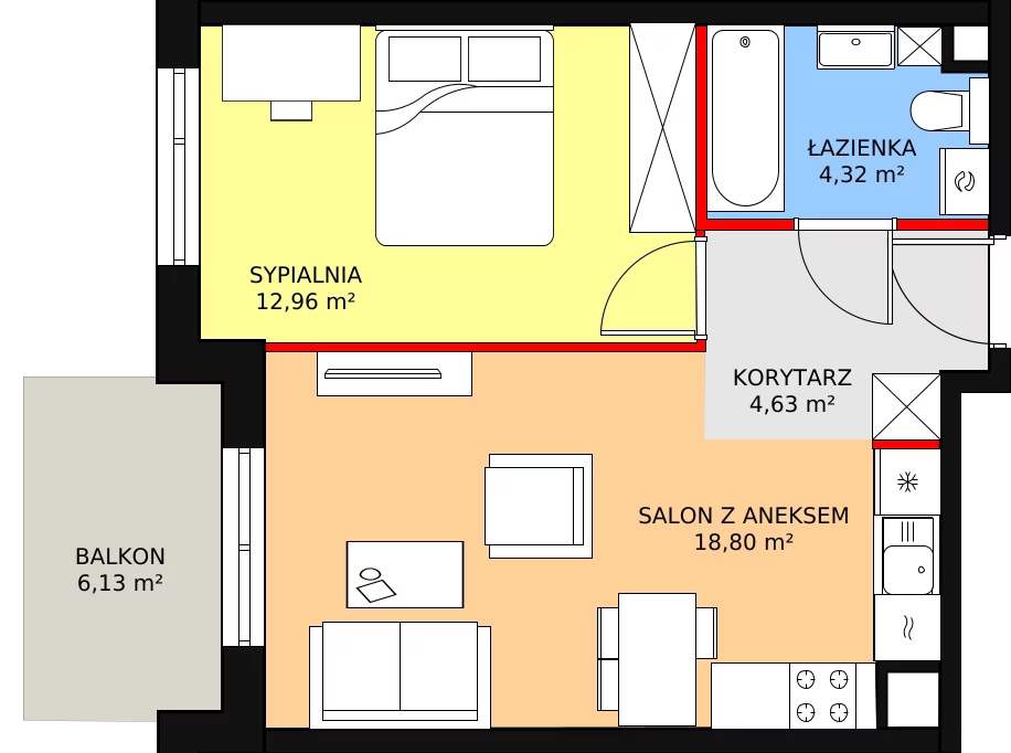 2 pokoje, mieszkanie 40,94 m², piętro 3, oferta nr 34, Apartamenty Talarowa 3, Warszawa, Białołęka, Tarchomin, ul. Talarowa