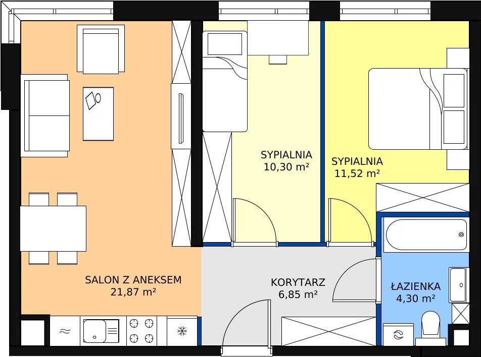 Zalety mieszkania 55.14 m², 38