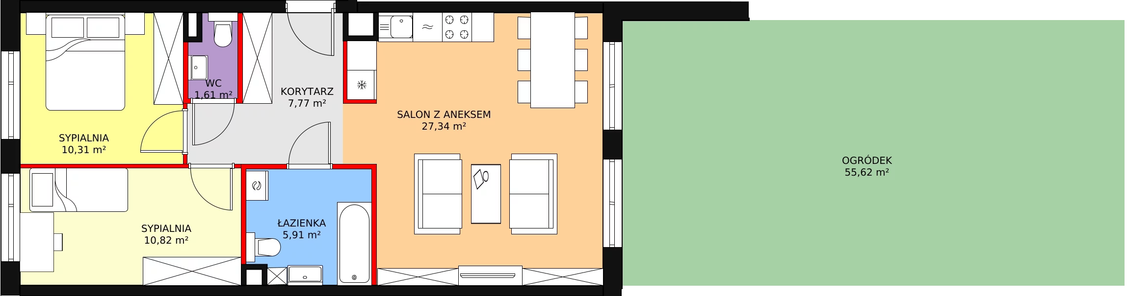 3 pokoje, mieszkanie 64,20 m², parter, oferta nr 43, Apartamenty Talarowa 3, Warszawa, Białołęka, Tarchomin, ul. Talarowa