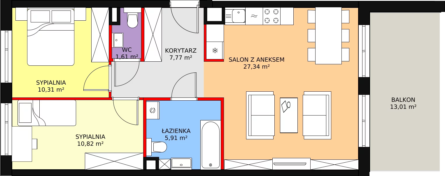 3 pokoje, mieszkanie 64,04 m², piętro 1, oferta nr 46, Apartamenty Talarowa 3, Warszawa, Białołęka, Tarchomin, ul. Talarowa