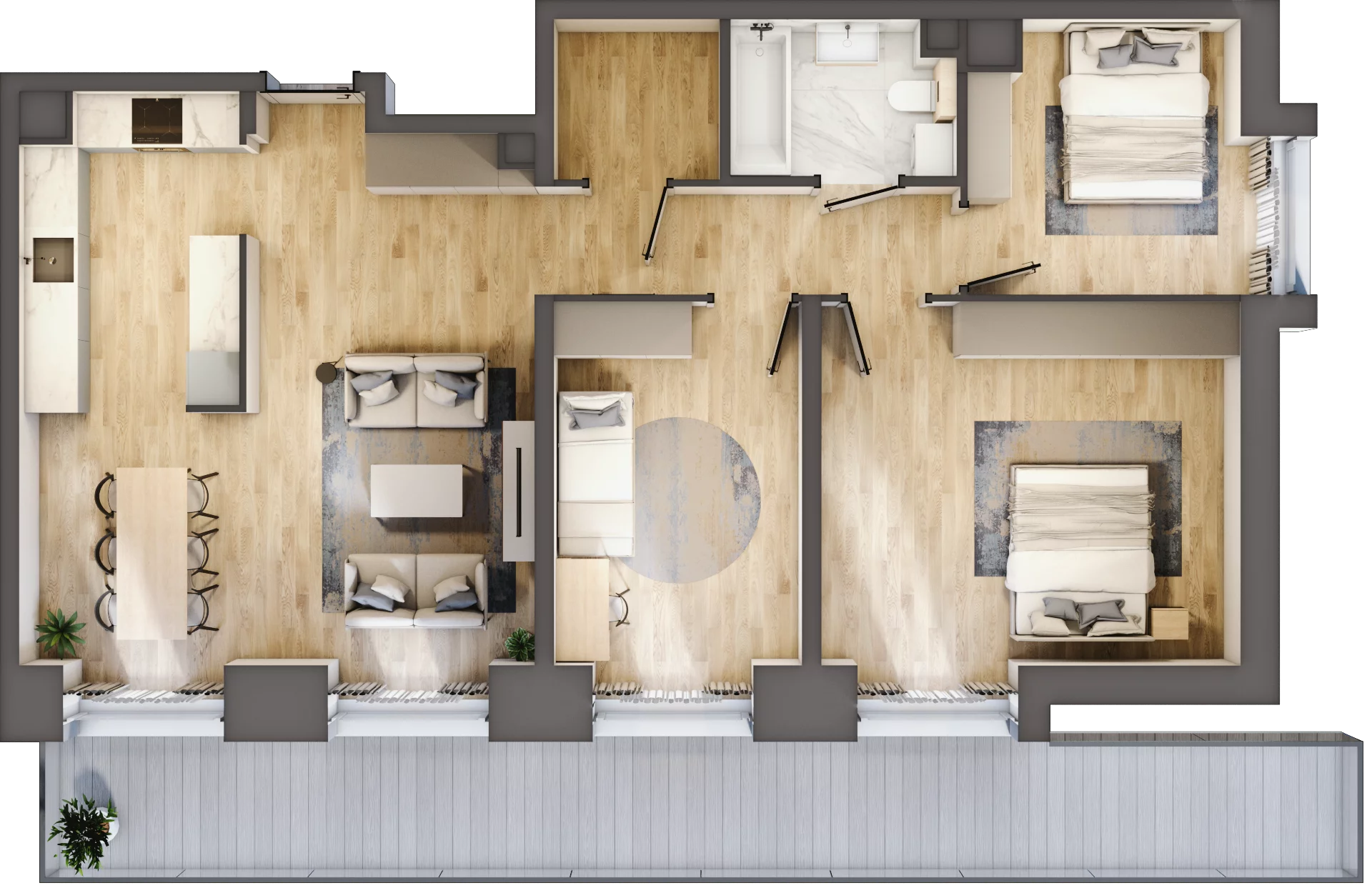 4 pokoje, mieszkanie 90,15 m², piętro 3, oferta nr WP-33, Warzelnicza Park, Warszawa, Białołęka, Brzeziny, ul. Warzelnicza