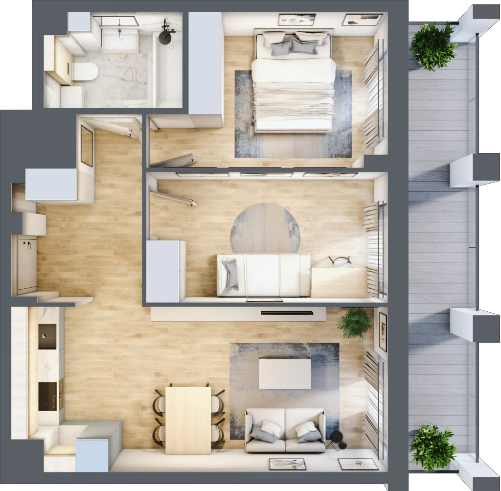 3 pokoje, mieszkanie 53,68 m², piętro 2, oferta nr WP-23, Warzelnicza Park, Warszawa, Białołęka, Brzeziny, ul. Warzelnicza