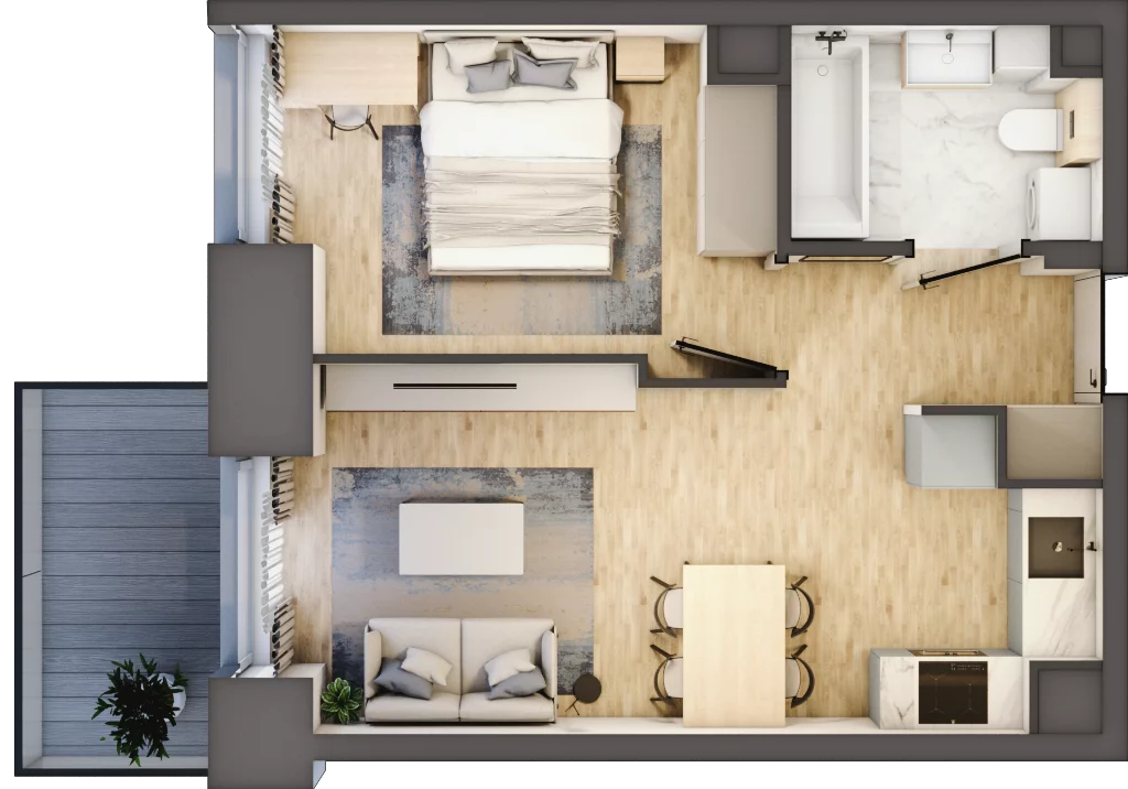 2 pokoje, mieszkanie 36,47 m², piętro 3, oferta nr WP-34, Warzelnicza Park, Warszawa, Białołęka, Brzeziny, ul. Warzelnicza