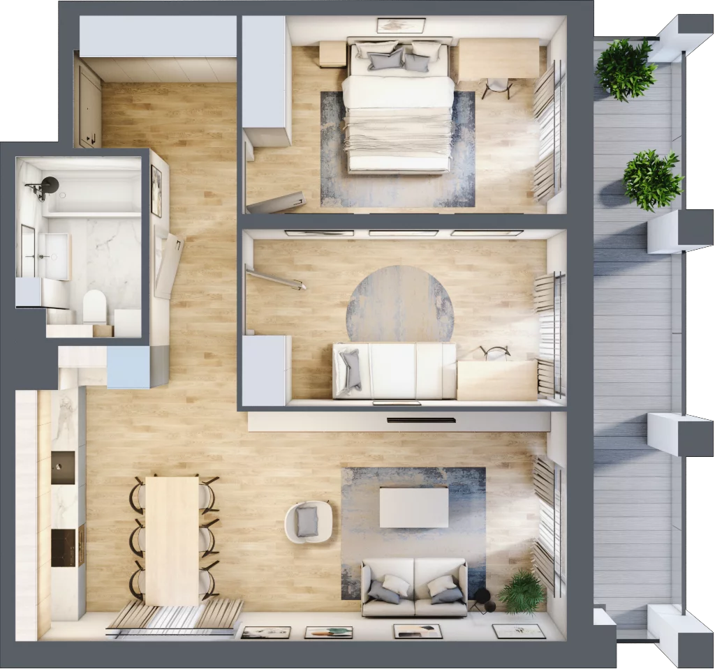 3 pokoje, mieszkanie 63,19 m², piętro 2, oferta nr WP-26, Warzelnicza Park, Warszawa, Białołęka, Brzeziny, ul. Warzelnicza