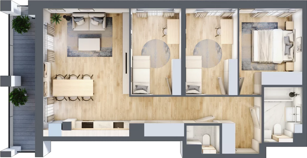 4 pokoje, mieszkanie 70,04 m², piętro 2, oferta nr WP-21, Warzelnicza Park, Warszawa, Białołęka, Brzeziny, ul. Warzelnicza
