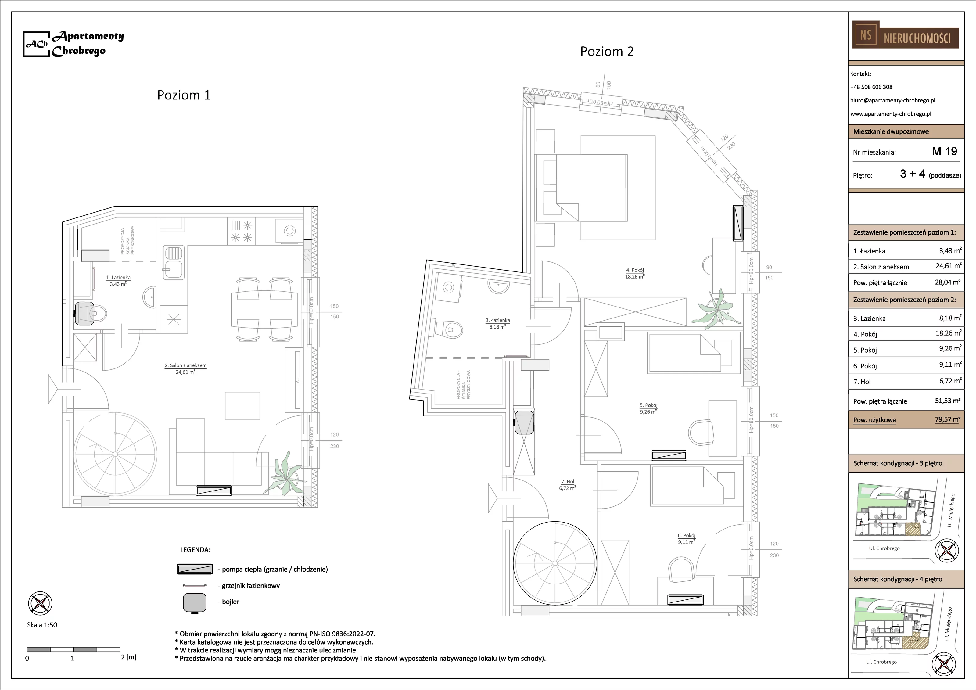 Apartament 79,57 m², piętro 3, oferta nr M19, Apartamenty Chrobrego, Chorzów, Centrum, ul. Mielęckiego 22