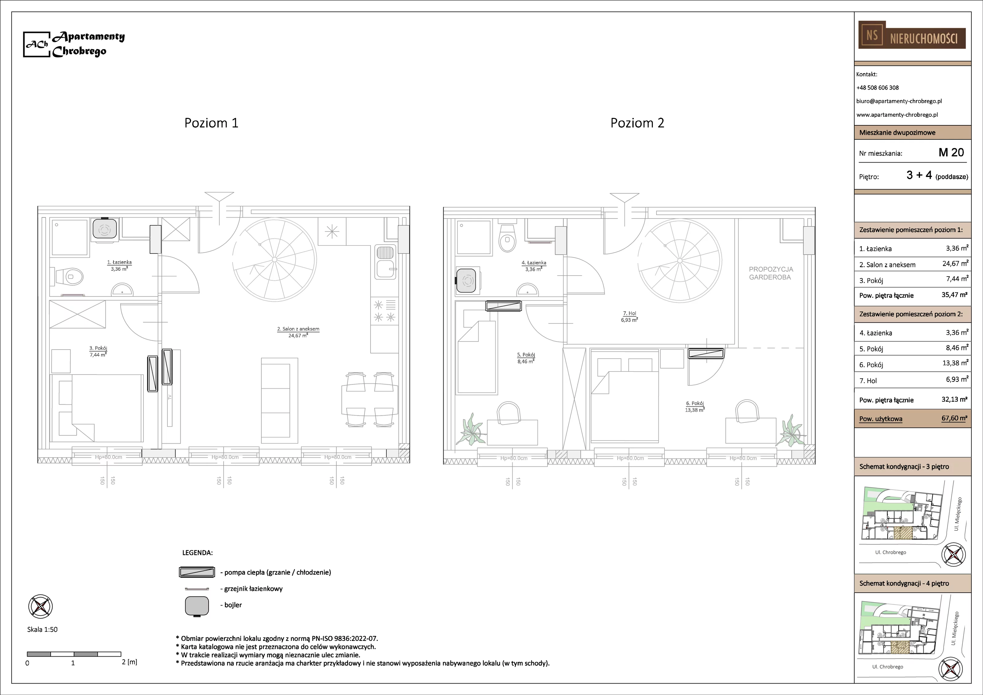 Apartament 67,60 m², piętro 3, oferta nr M20, Apartamenty Chrobrego, Chorzów, Centrum, ul. Mielęckiego 22