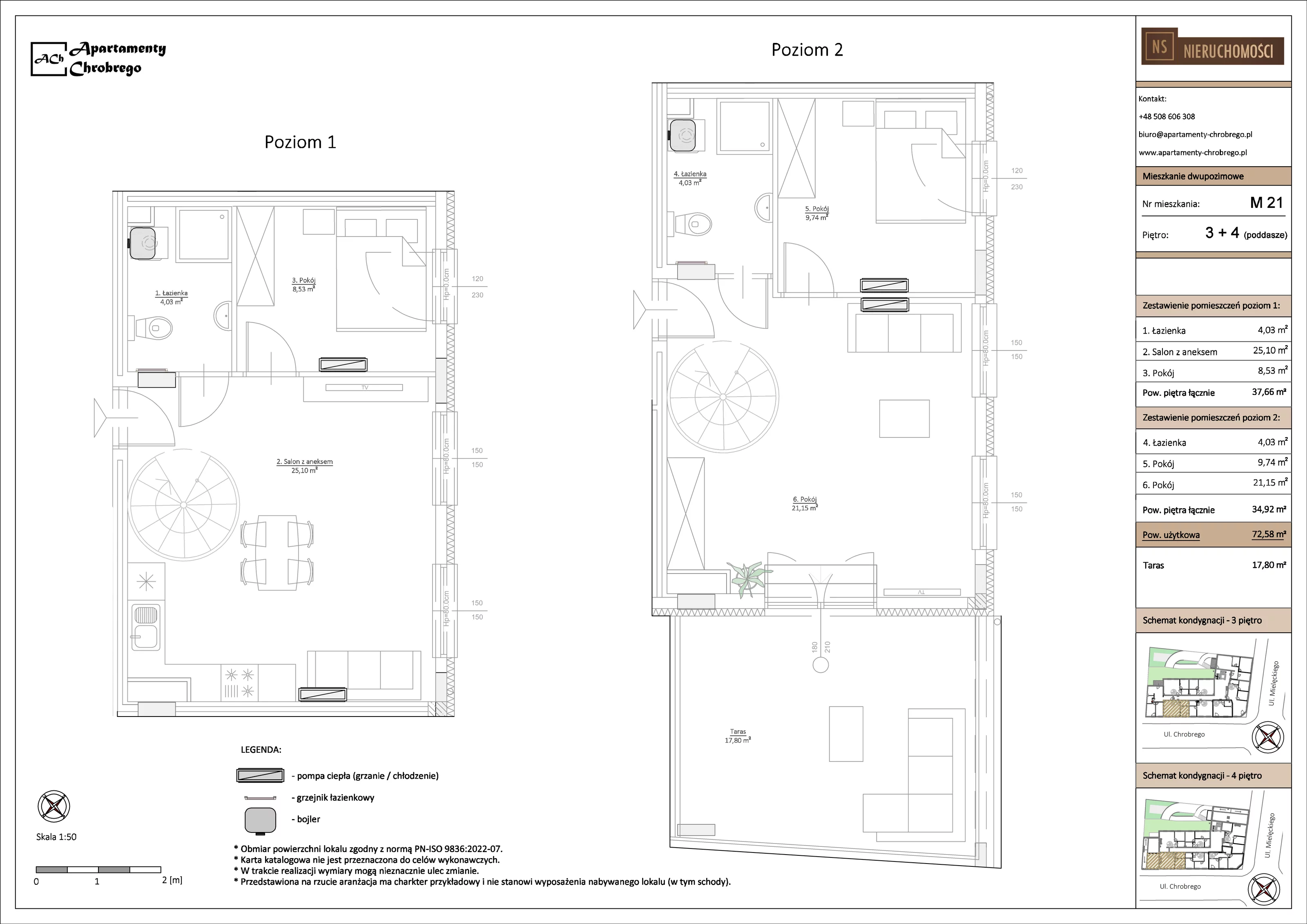 Apartament 72,58 m², piętro 3, oferta nr M21, Apartamenty Chrobrego, Chorzów, Centrum, ul. Mielęckiego 22