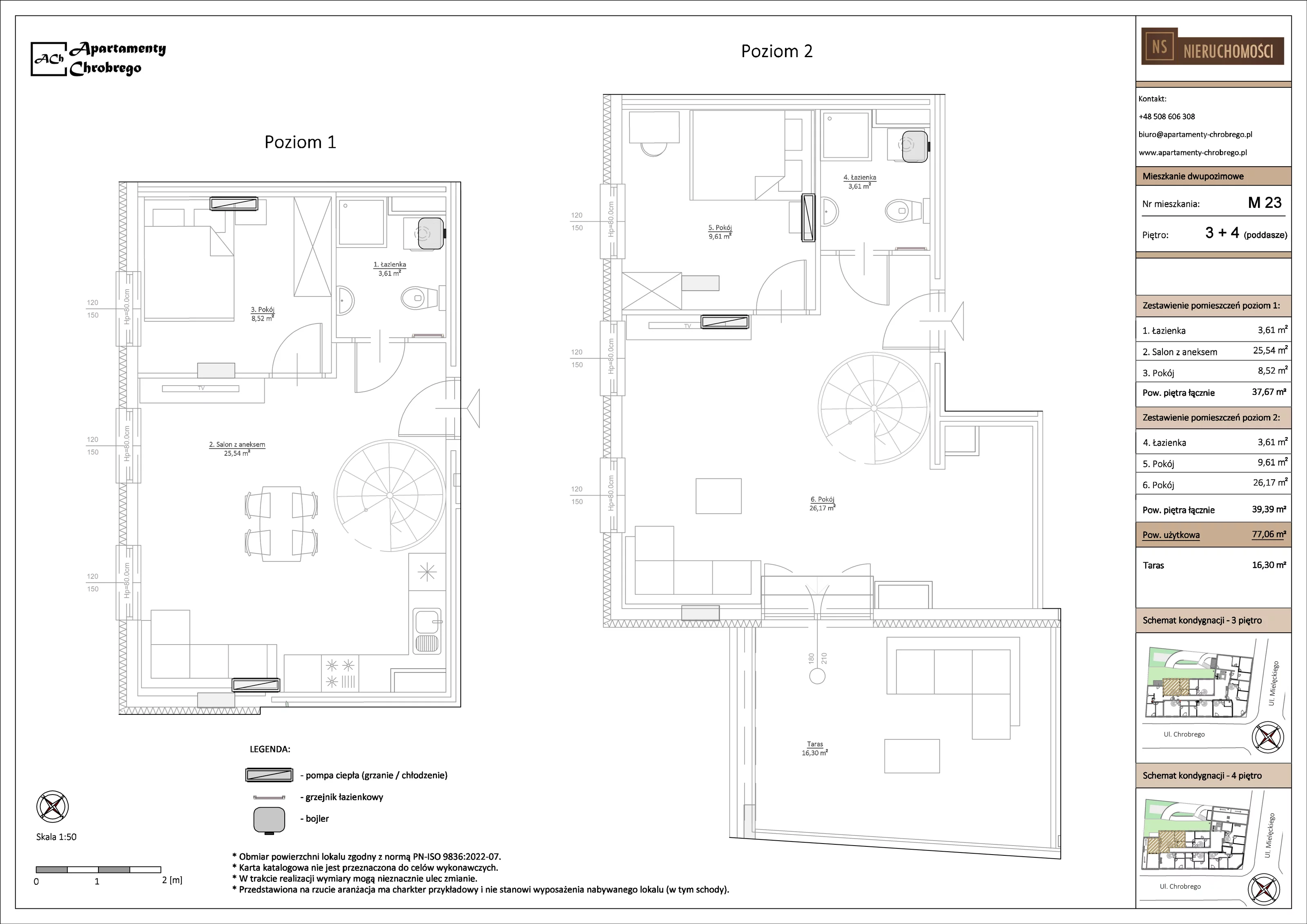 Apartament 77,06 m², piętro 3, oferta nr M23, Apartamenty Chrobrego, Chorzów, Centrum, ul. Mielęckiego 22