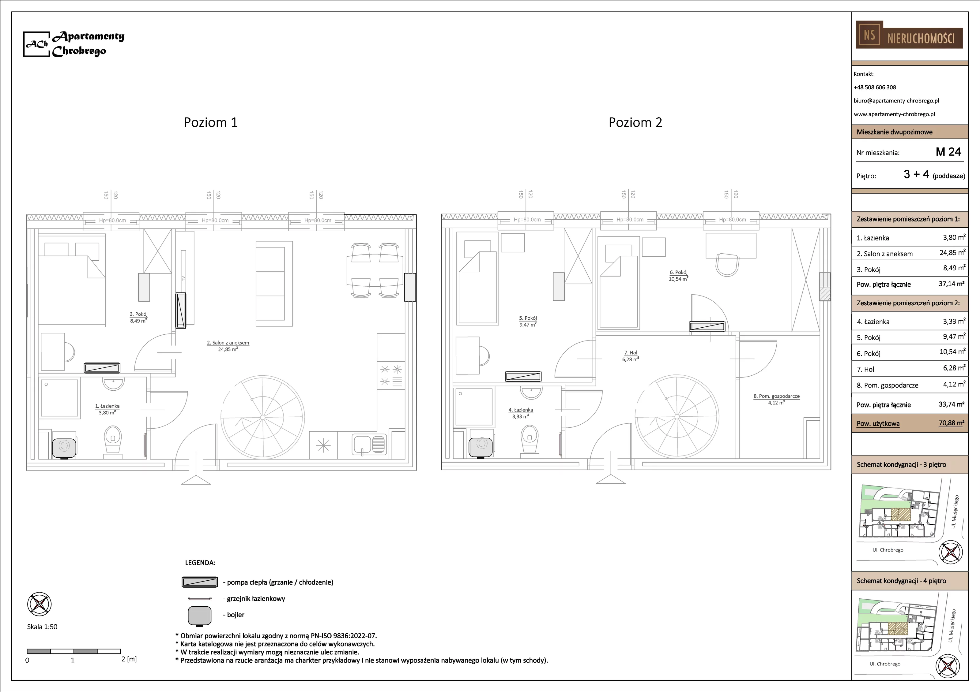 Apartament 70,88 m², piętro 3, oferta nr M24, Apartamenty Chrobrego, Chorzów, Centrum, ul. Mielęckiego 22