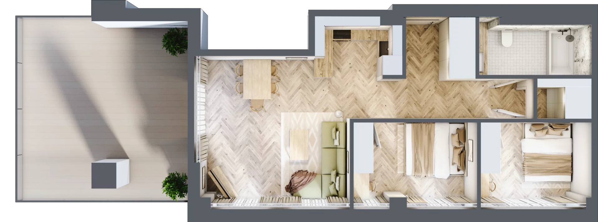 3 pokoje, mieszkanie 63,04 m², piętro 3, oferta nr 3.09/3, Sky Garden, Szczecin, Śródmieście, ul. Niedziałkowskiego 24