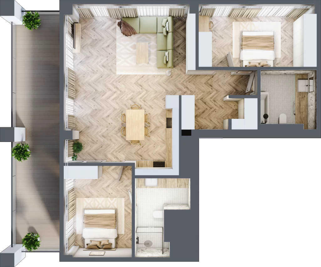 3 pokoje, mieszkanie 106,30 m², piętro 18, oferta nr 18.01/3, Sky Garden, Szczecin, Śródmieście, ul. Niedziałkowskiego 24