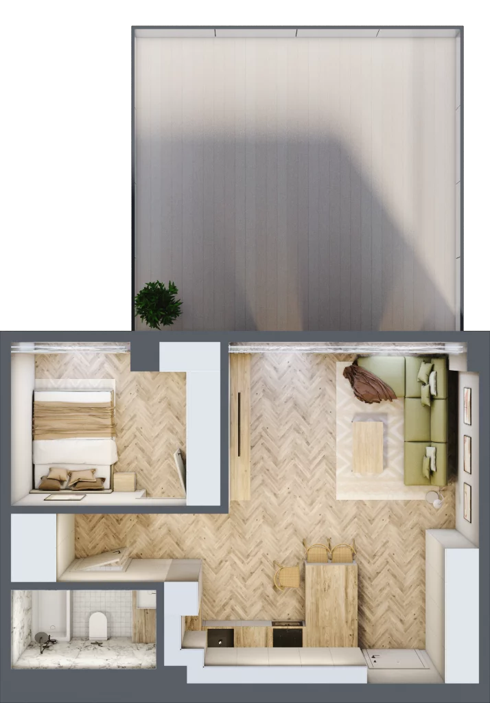 2 pokoje, mieszkanie 48,88 m², piętro 3, oferta nr 3.01/2, Sky Garden, Szczecin, Śródmieście, ul. Niedziałkowskiego 24