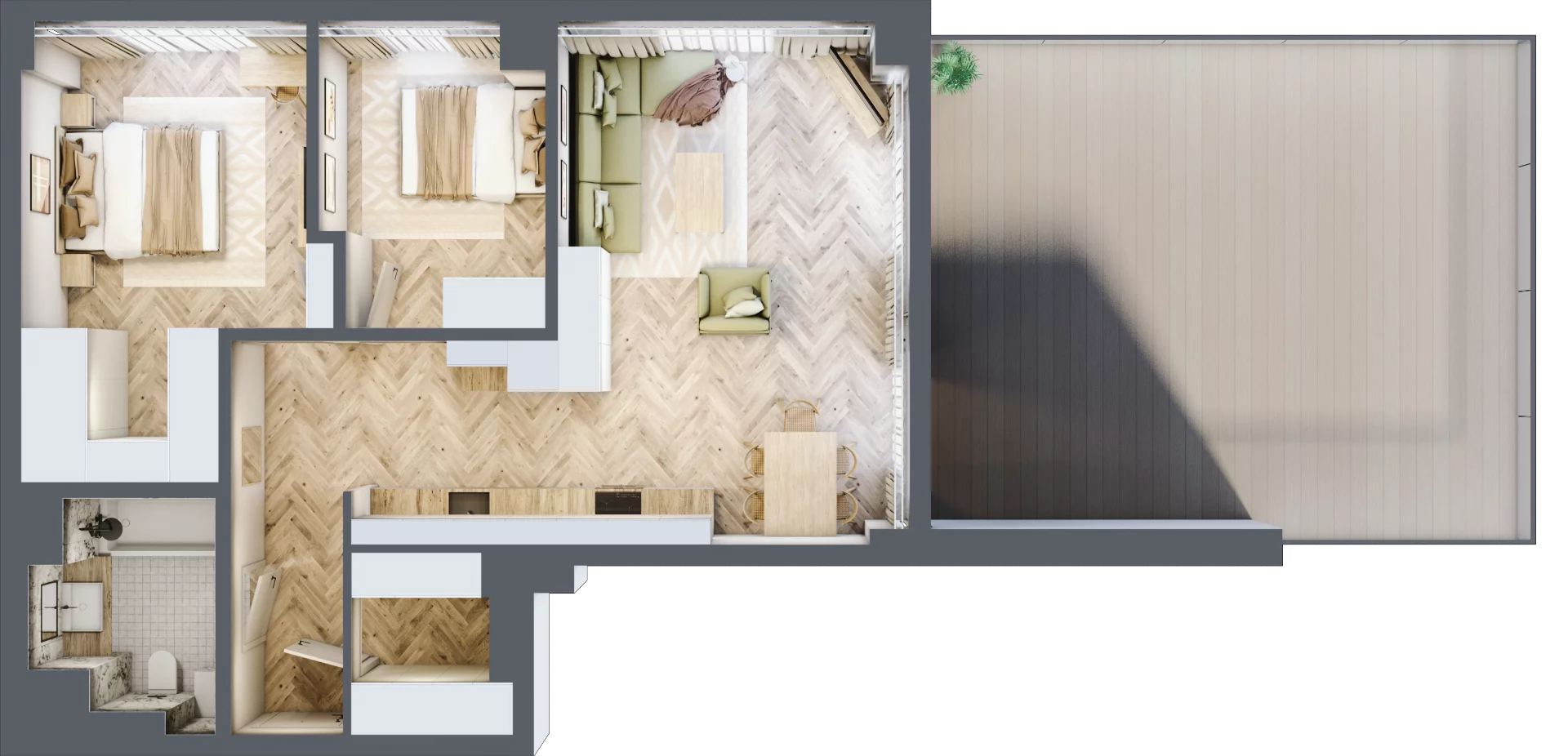 3 pokoje, mieszkanie 72,01 m², piętro 5, oferta nr 5.02/3, Sky Garden, Szczecin, Śródmieście, ul. Niedziałkowskiego 24