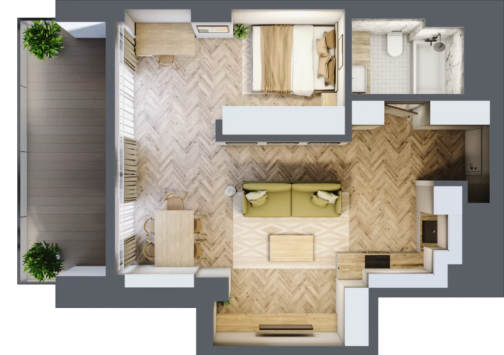 2 pokoje, mieszkanie 47,47 m², piętro 4, oferta nr 4.08/2, Sky Garden, Szczecin, Śródmieście, ul. Niedziałkowskiego 24