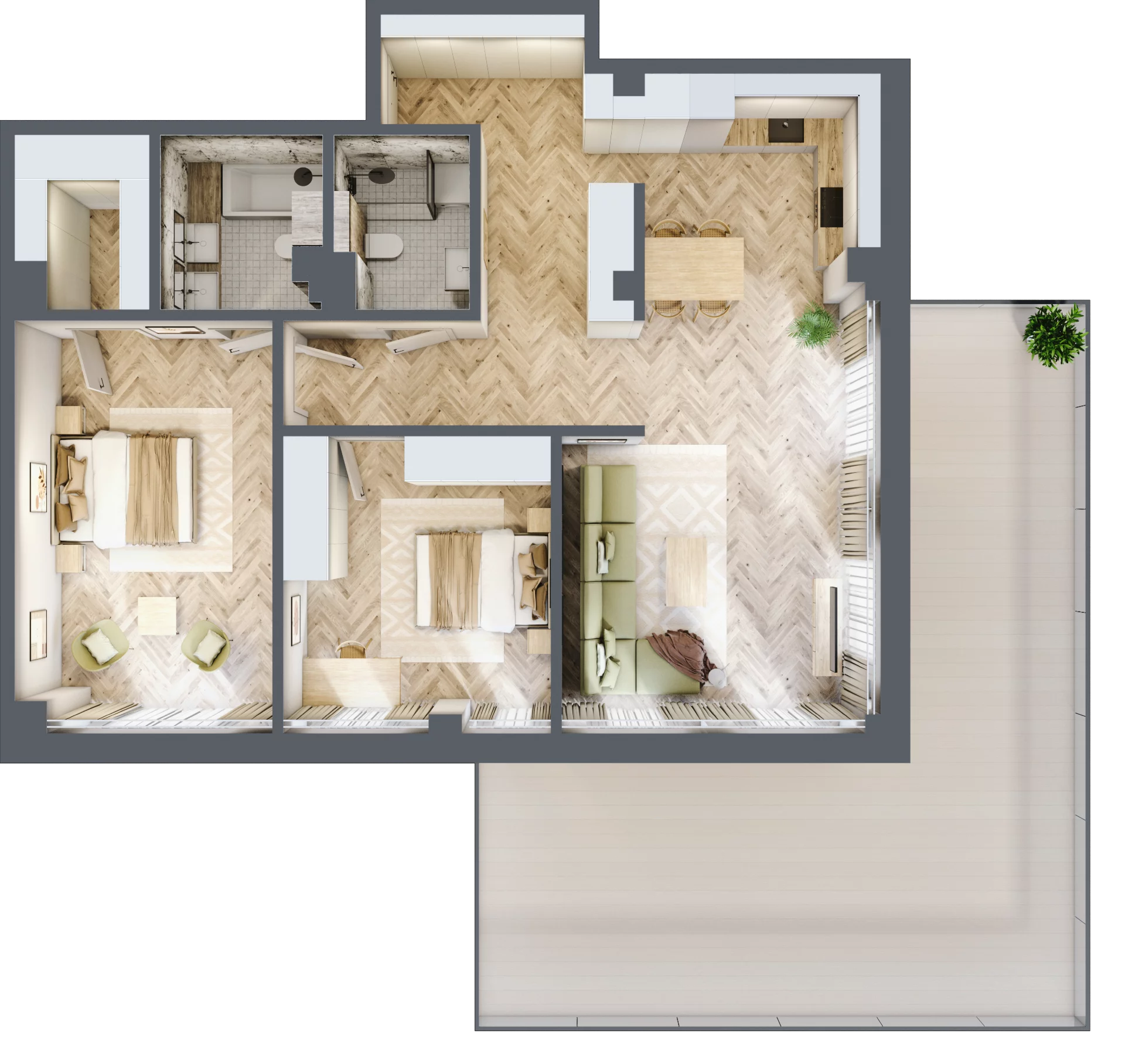 3 pokoje, mieszkanie 101,84 m², piętro 3, oferta nr 3.05- 06, Sky Garden, Szczecin, Śródmieście, ul. Niedziałkowskiego 24