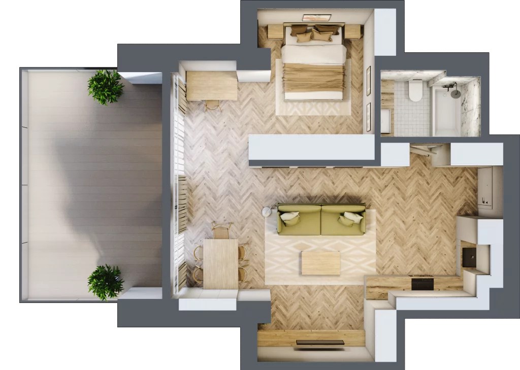 2 pokoje, mieszkanie 51,57 m², piętro 3, oferta nr 3.10/2, Sky Garden, Szczecin, Śródmieście, ul. Niedziałkowskiego 24