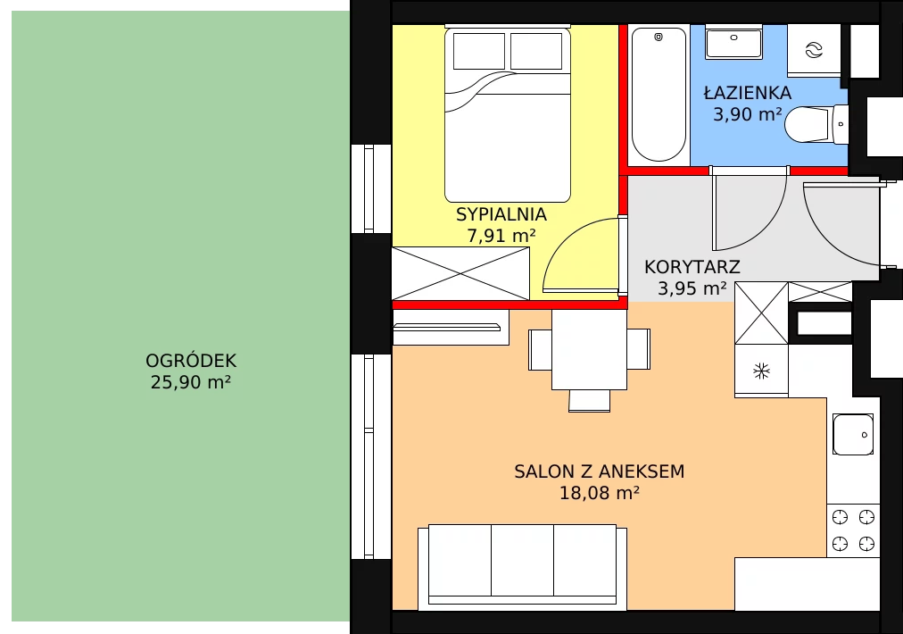 Apartament 34,16 m², parter, oferta nr B3, Rodzinna Malta, Poznań, Warszawskie-Pomet-Maltańskie, Komandoria, ul. Bnińska