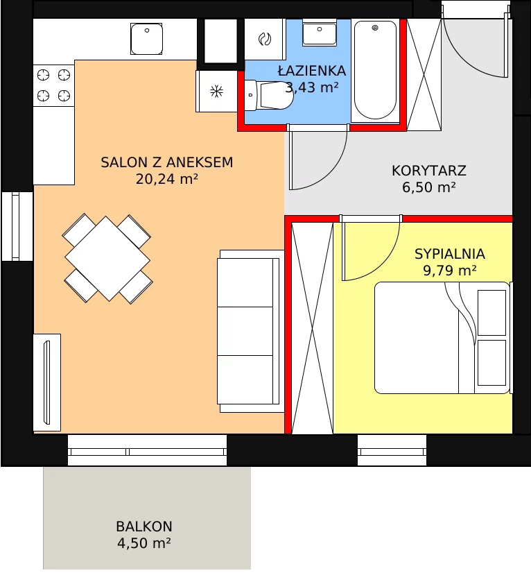 Apartament 39,86 m², piętro 1, oferta nr B7, Rodzinna Malta, Poznań, Warszawskie-Pomet-Maltańskie, Komandoria, ul. Bnińska