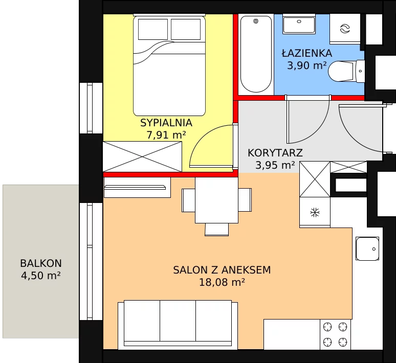 Apartament 34,16 m², piętro 2, oferta nr B13, Rodzinna Malta, Poznań, Warszawskie-Pomet-Maltańskie, Komandoria, ul. Bnińska