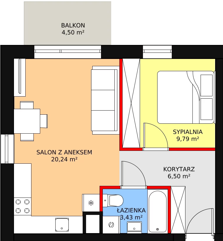 Apartament 39,86 m², piętro 2, oferta nr B14, Rodzinna Malta, Poznań, Warszawskie-Pomet-Maltańskie, Komandoria, ul. Bnińska