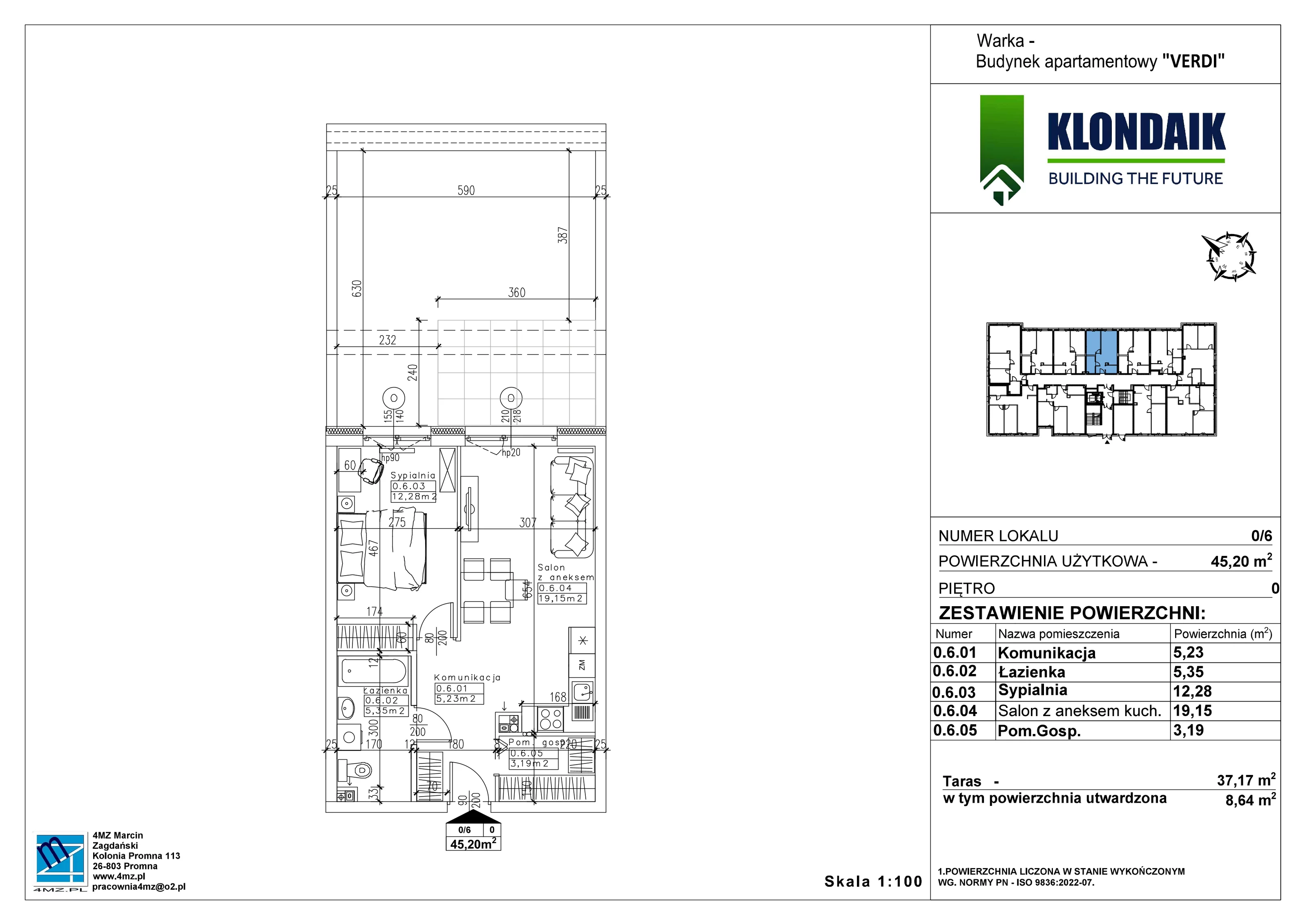 Mieszkanie 45,20 m², parter, oferta nr A/0/6, Verdi, Warka, ul. Armii Krajowej