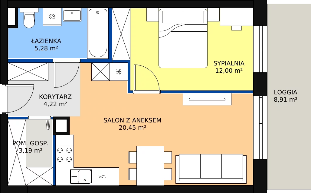 Zalety mieszkania 45.14 m², A/1/18