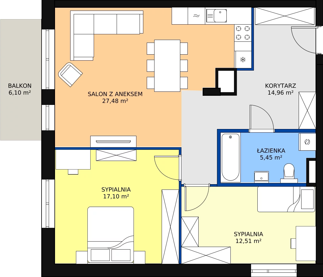 Zalety mieszkania 77.5 m², A/1/21