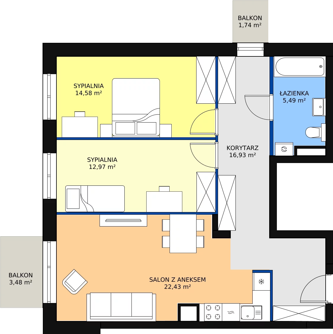 Zalety mieszkania 72.4 m², A/2/24