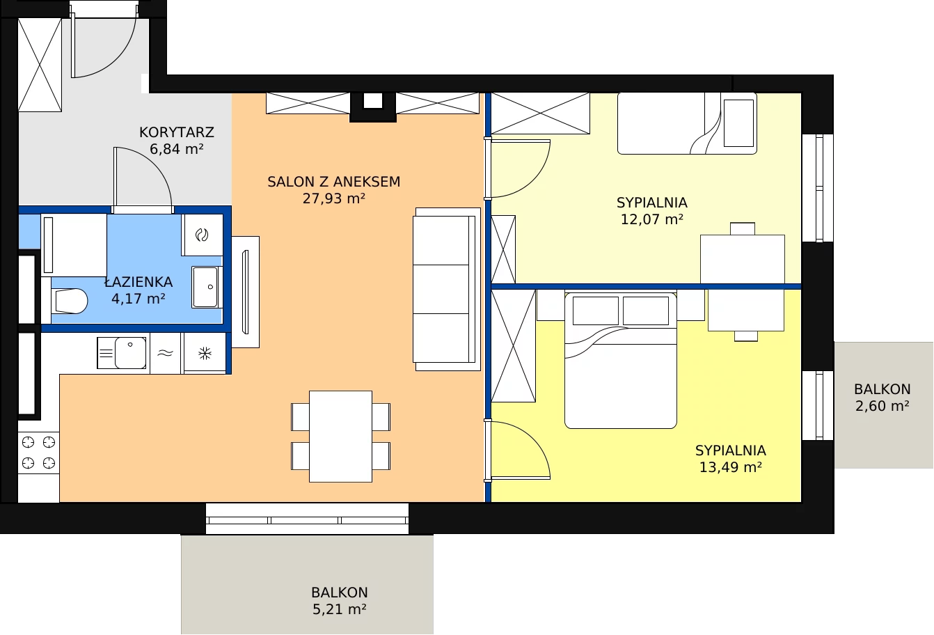 Zalety mieszkania 64.5 m², A/3/42