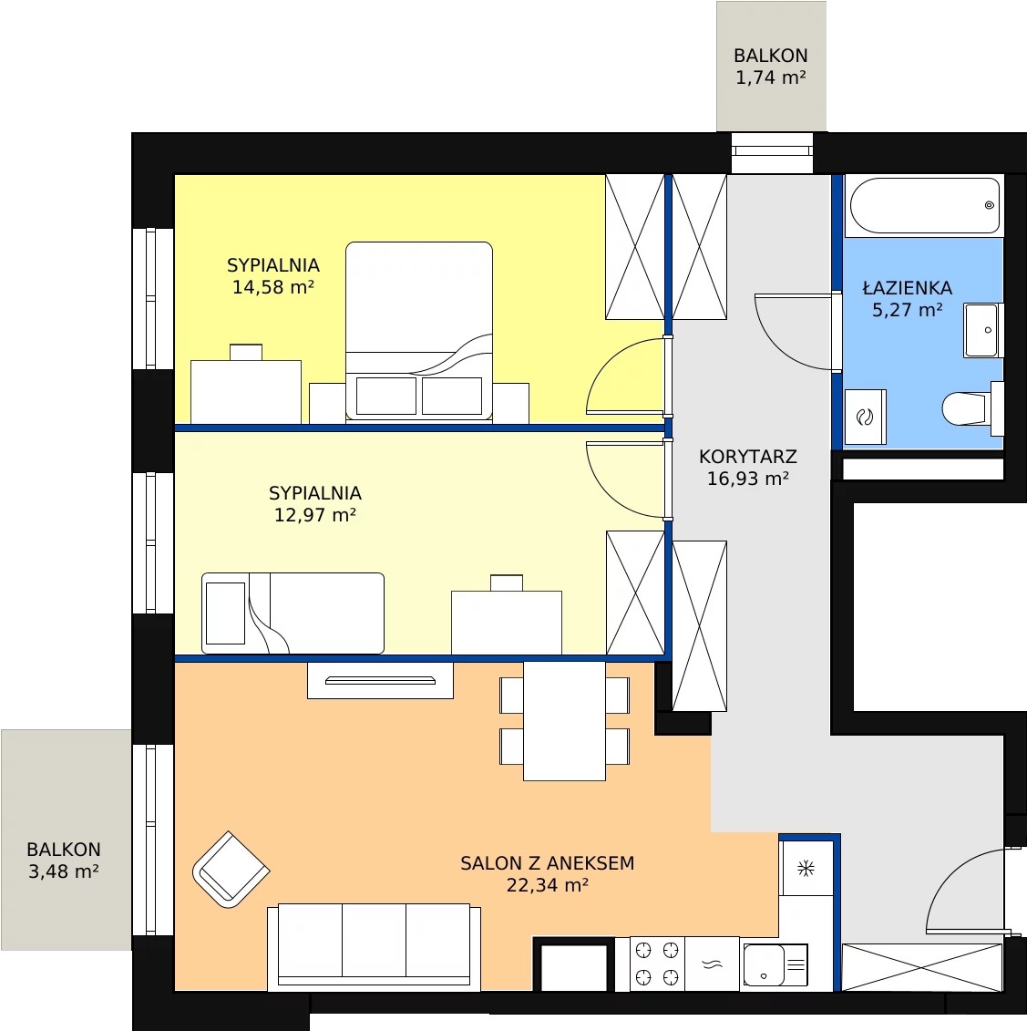 Zalety mieszkania 72.09 m², A/5/56