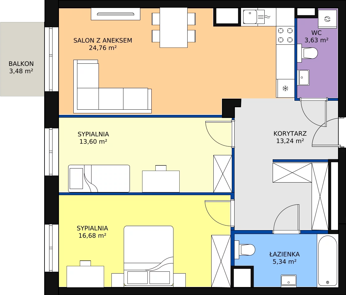 Zalety mieszkania 77.25 m², A/5/64