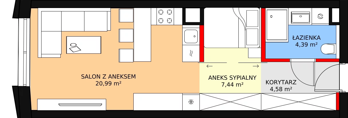 Apartament 37,40 m², piętro 1, oferta nr 02, Aurum Residence, Lublin, Śródmieście, Śródmieście, ul. Peowiaków 13a