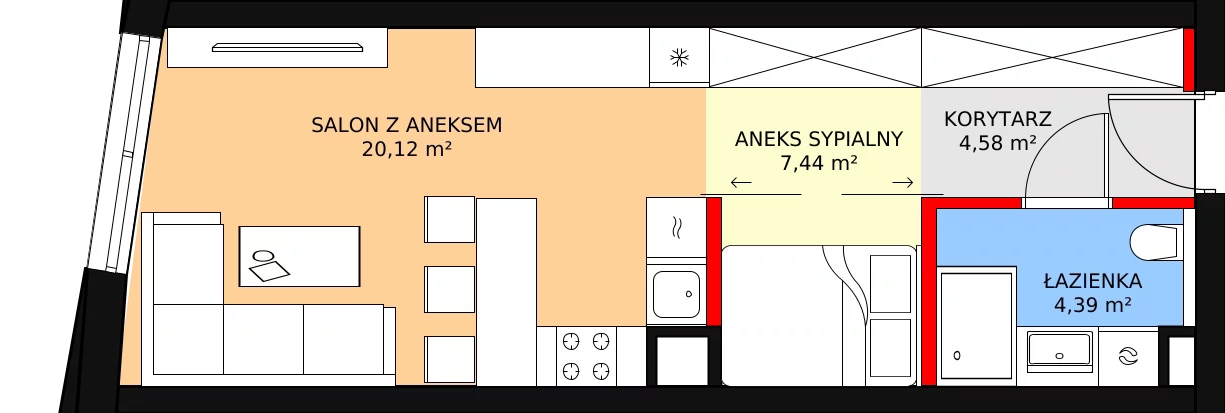 Apartament 36,53 m², piętro 1, oferta nr 03, Aurum Residence, Lublin, Śródmieście, Śródmieście, ul. Peowiaków 13a