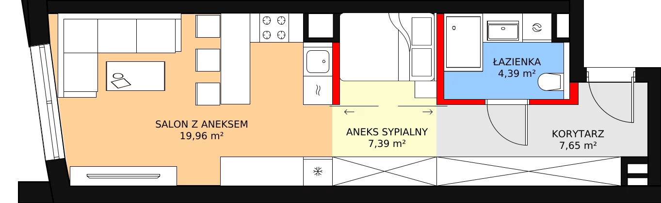 Apartament 39,39 m², piętro 2, oferta nr 07, Aurum Residence, Lublin, Śródmieście, Śródmieście, ul. Peowiaków 13a