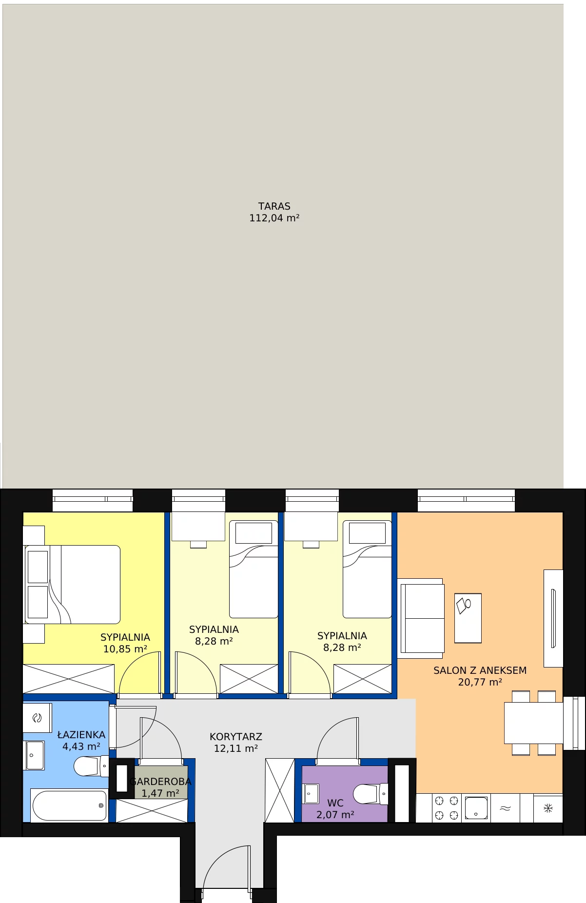 Zalety mieszkania 68.26 m², 1