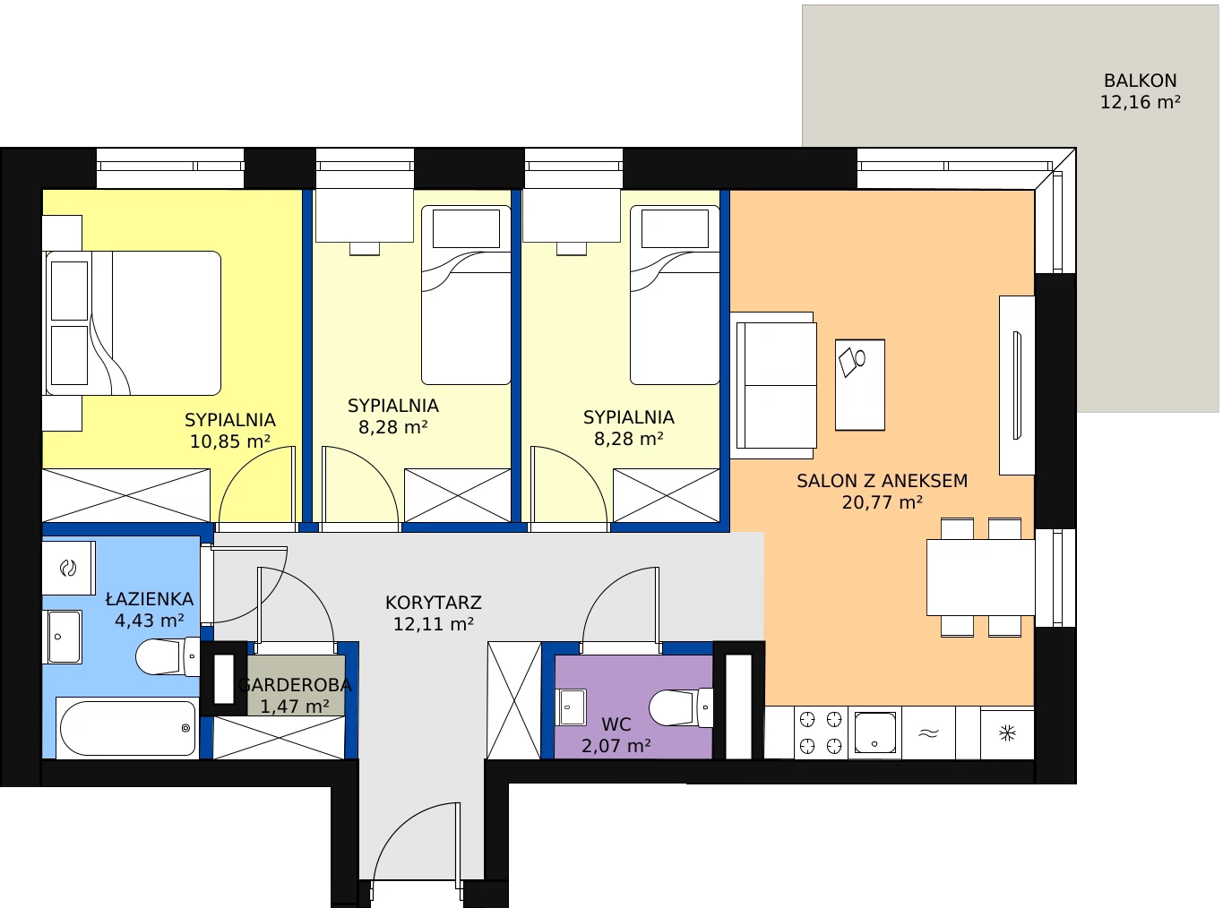 Zalety mieszkania 68.26 m², 11