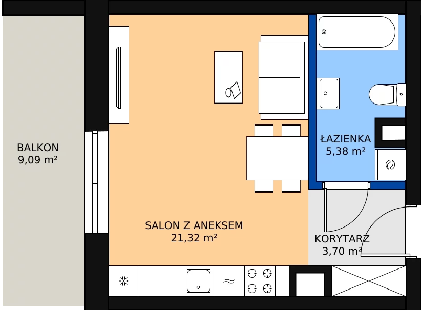 Zalety mieszkania 30.4 m², 18