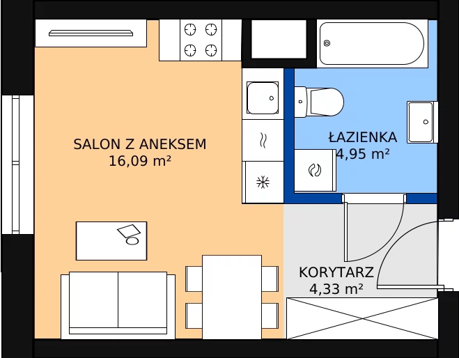 Zalety mieszkania 25.37 m², 29