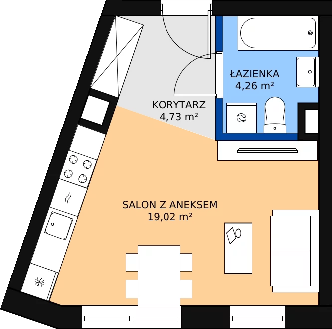 Zalety mieszkania 28.01 m², 30