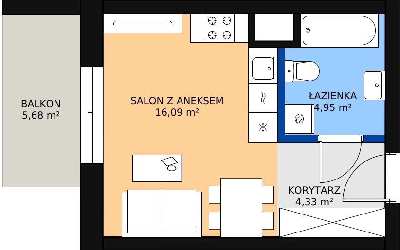 Zalety mieszkania 25.37 m², 37