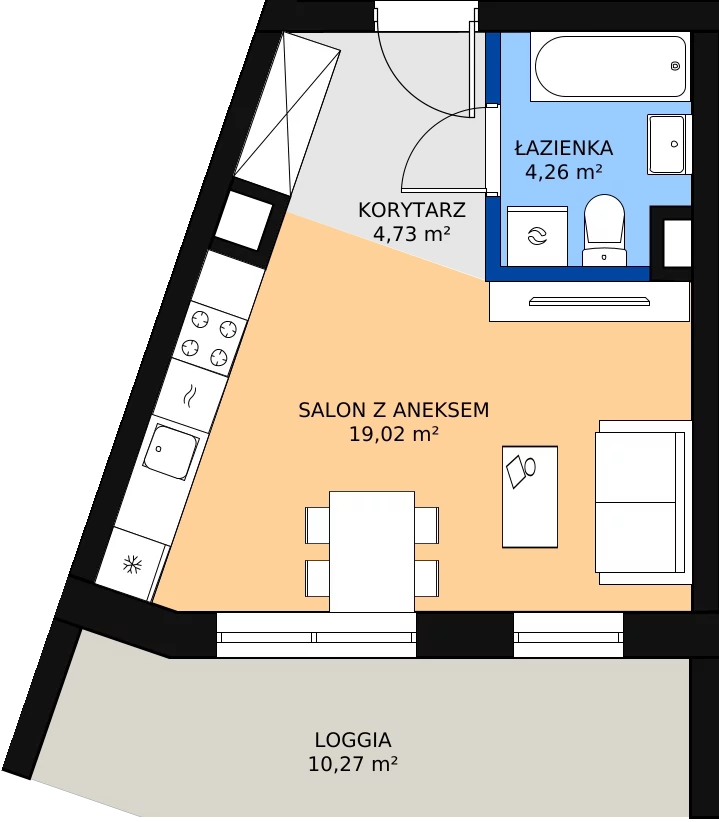 Zalety mieszkania 28.01 m², 38