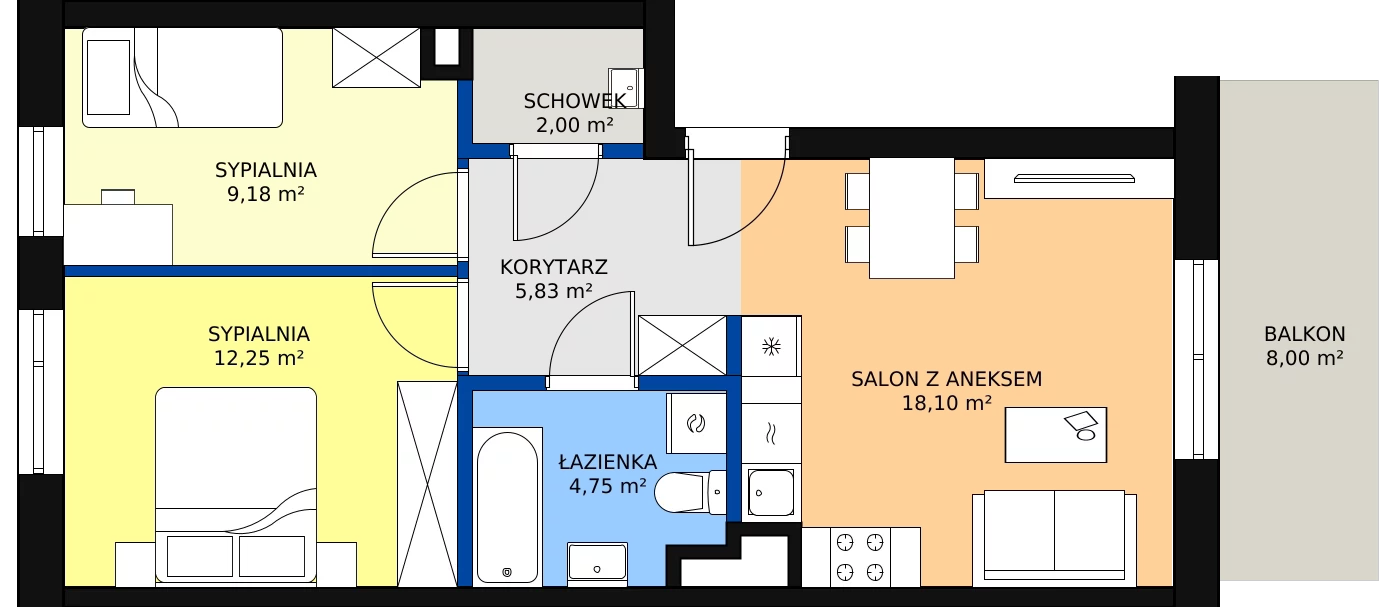 Zalety mieszkania 52.11 m², 44