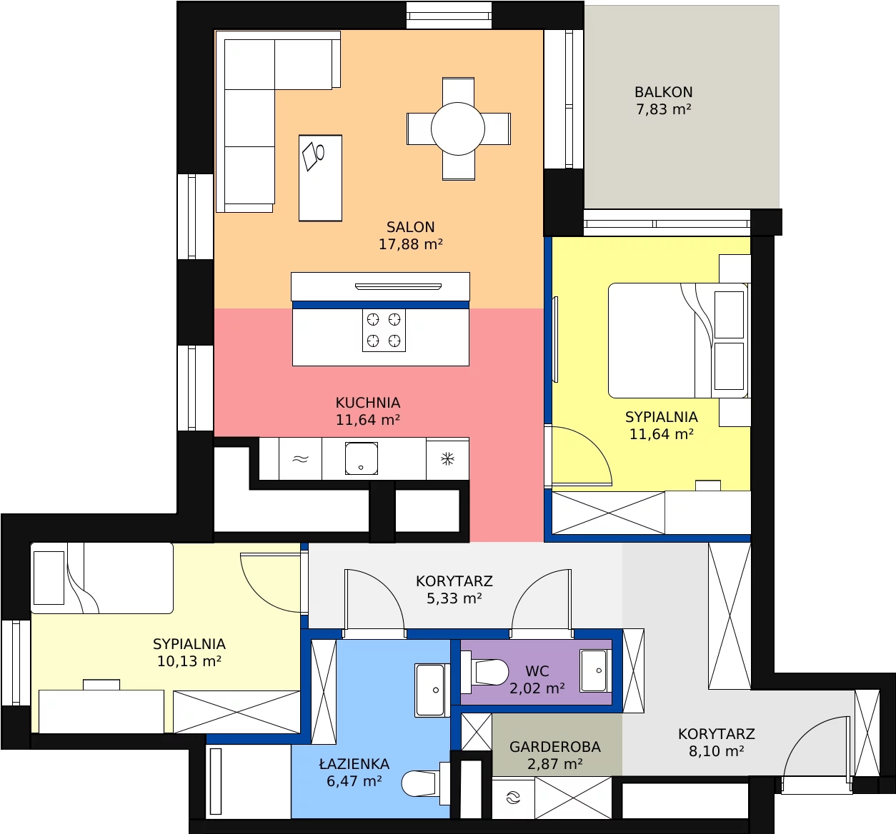 Zalety apartamentu 76.08 m², 21