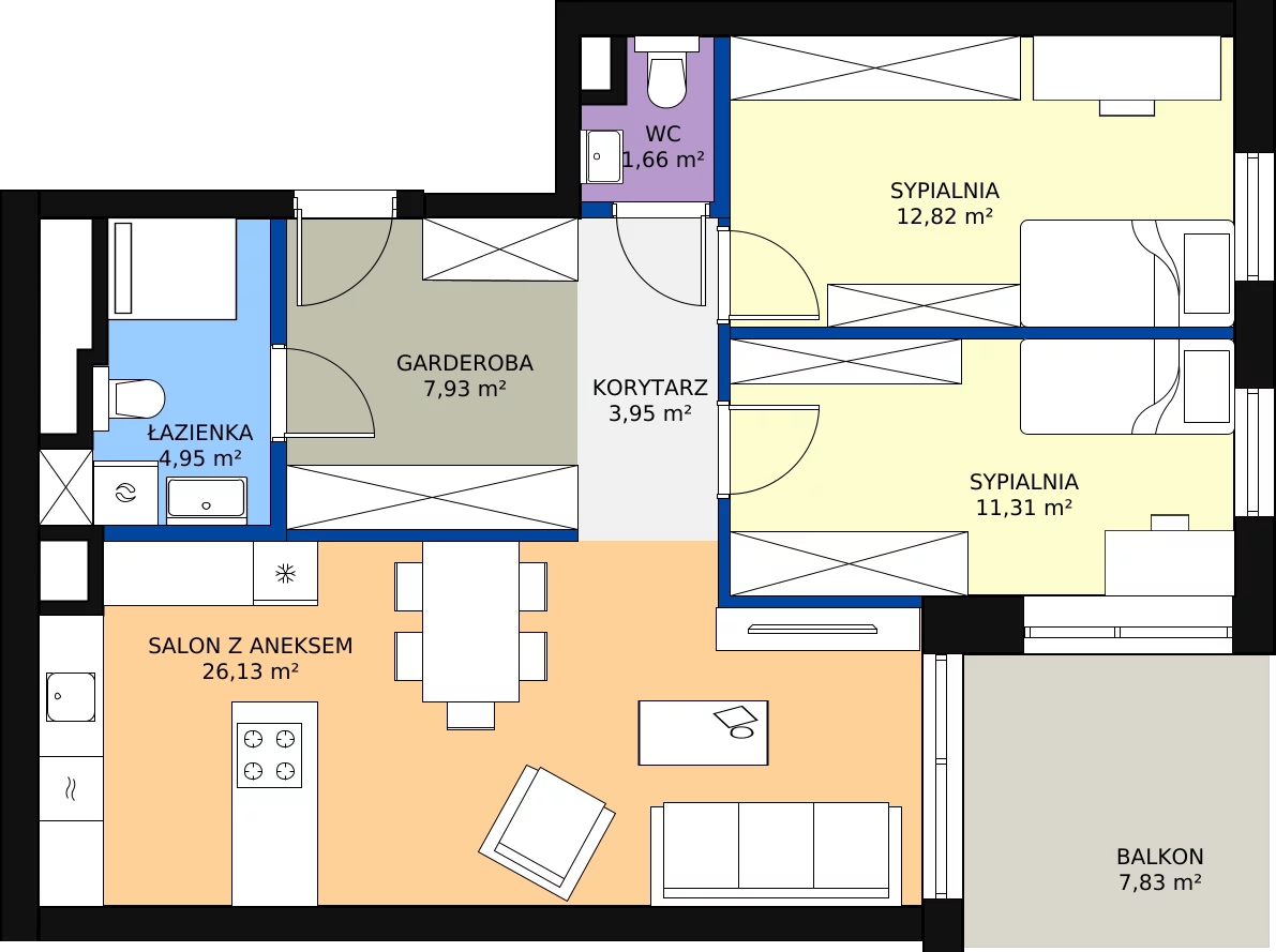Zalety apartamentu 69.34 m², 22