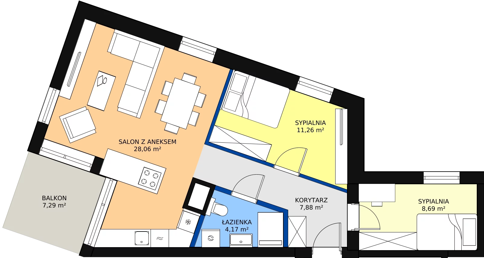 Zalety apartamentu 60.17 m², 30