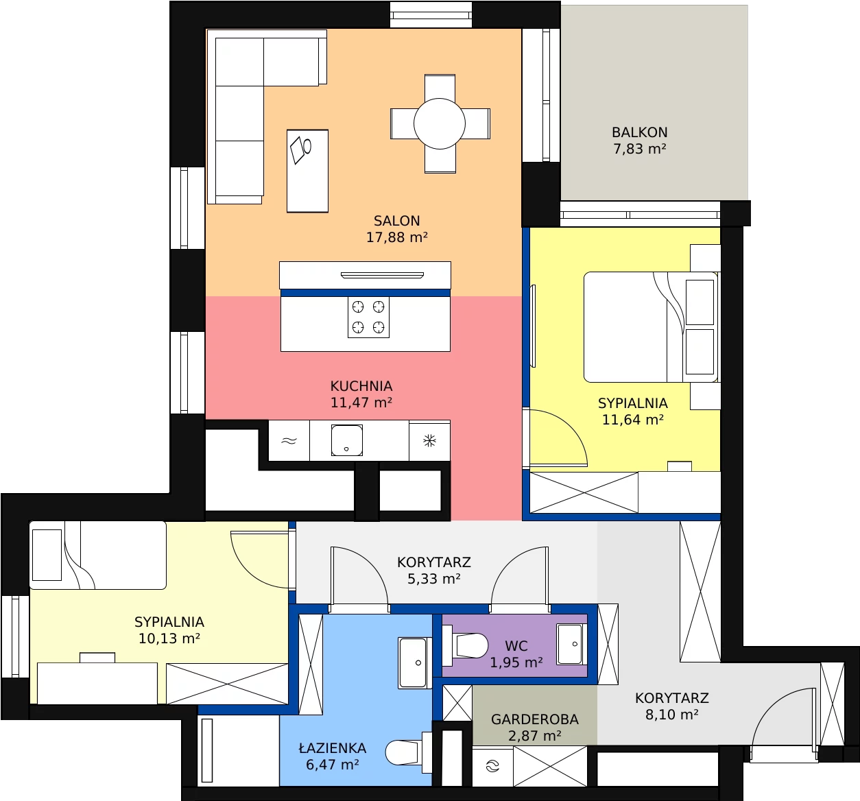 Zalety apartamentu 75.95 m², 101