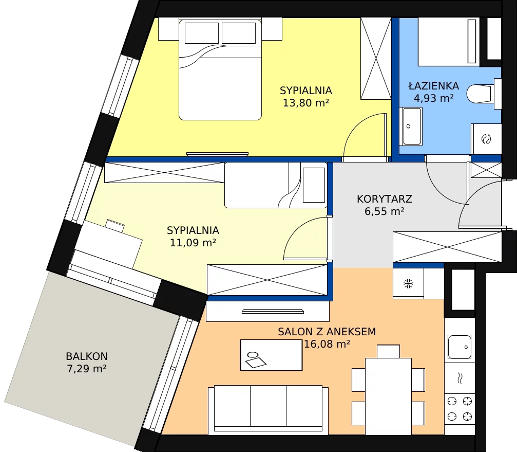 Zalety apartamentu 52.45 m², 106