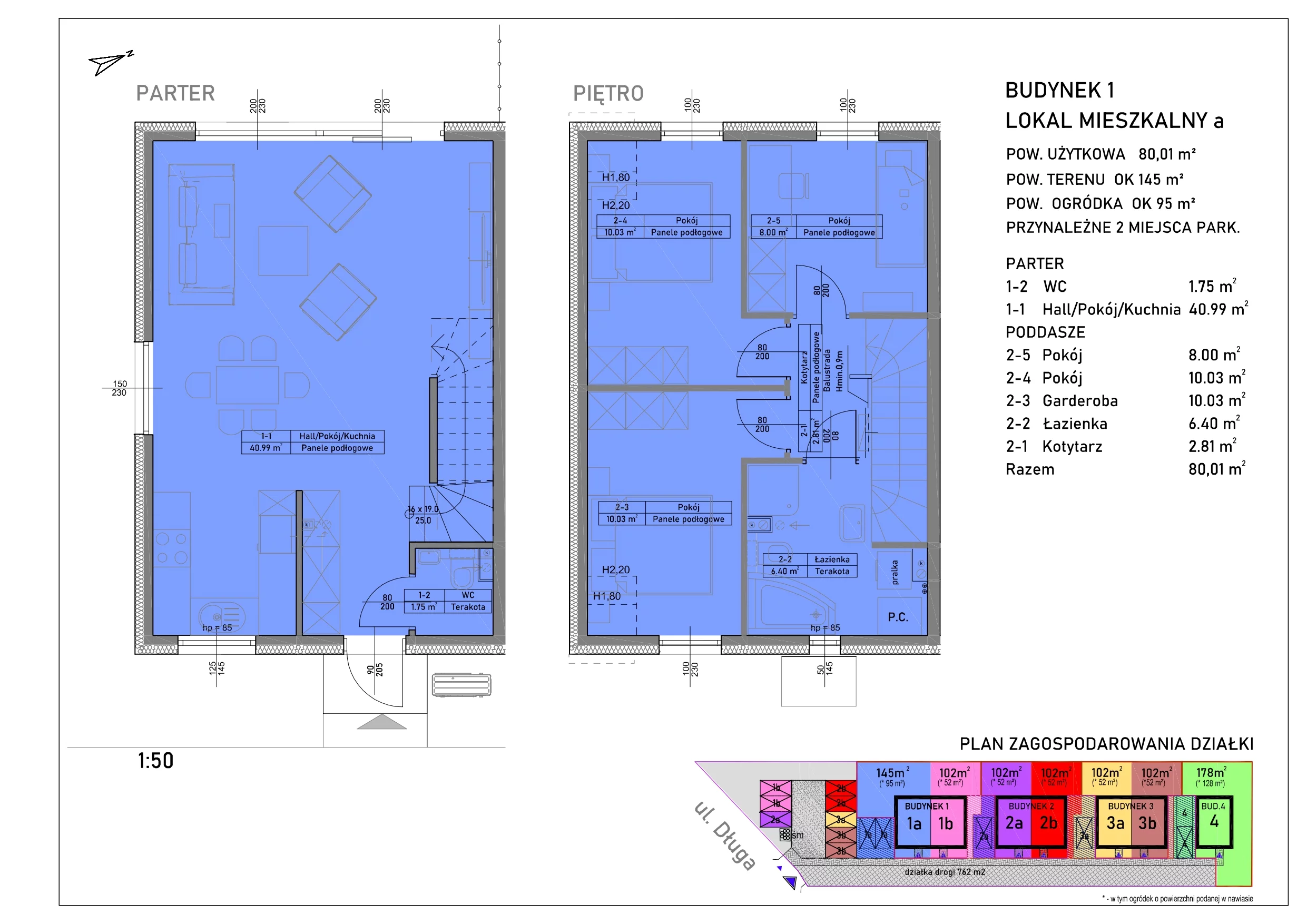 Mieszkanie 80,01 m², parter, oferta nr 1a, Mierzyn, ul. Długa, Mierzyn, ul. Długa